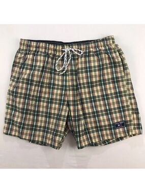 Tommy Hilfiger Mens Swim Trunks Size XL Green Yellow Plaid